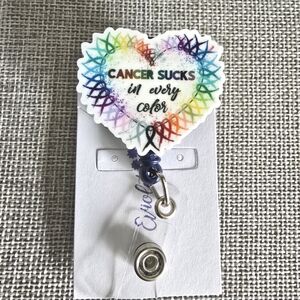 Cancer Awareness Retractable Name Badge ID Reel Holder